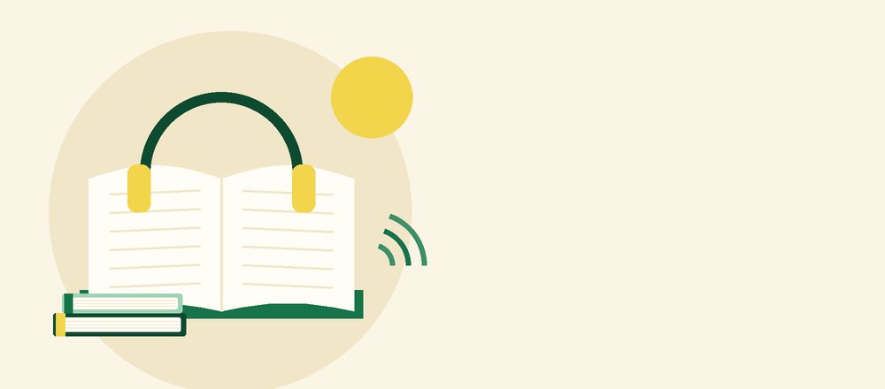 سمّاعتان فوق كتابٍ مفتوح